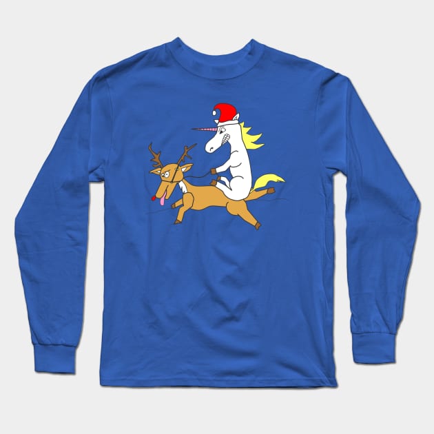 Unicorn Santa Long Sleeve T-Shirt by GreysonCole